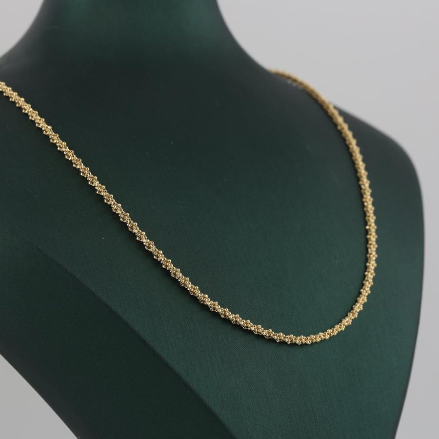 Gold ball-shaped necklace, shiny - 18 karat