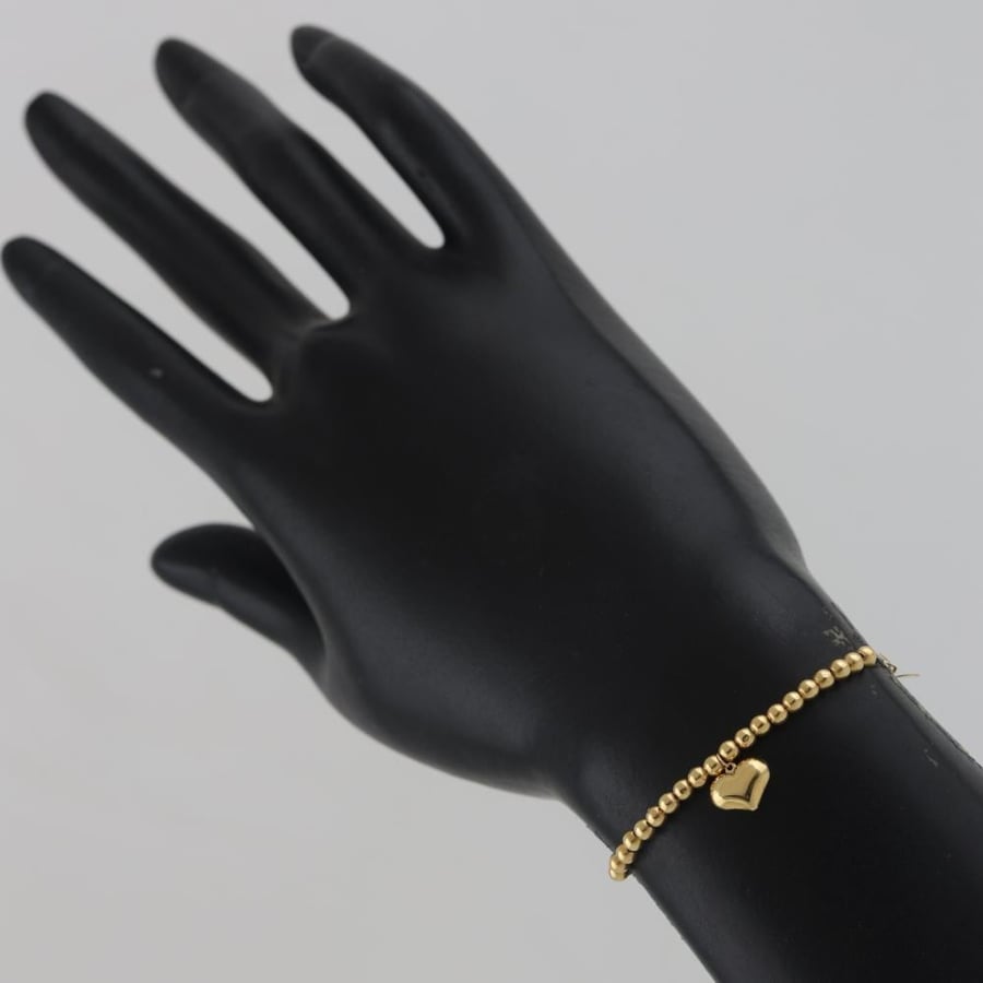 اسوارة ذهب حلقات كرات الذهب مع قلب - عيار 18