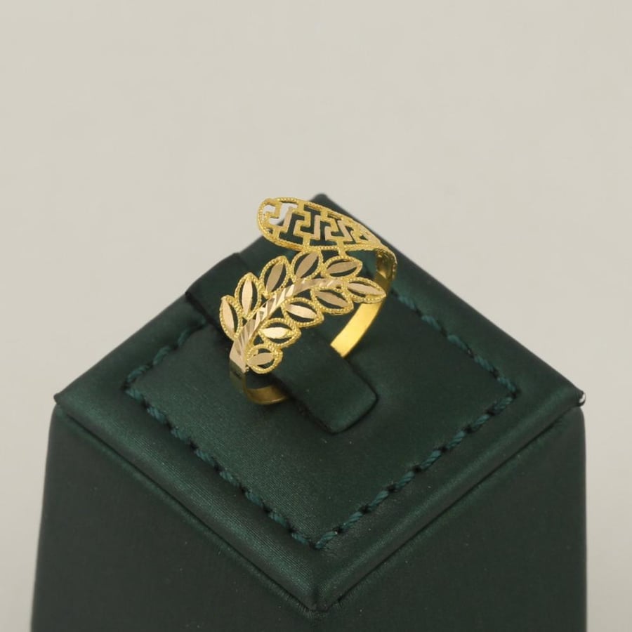 Gold ring olive branch wrapped - 21 karat