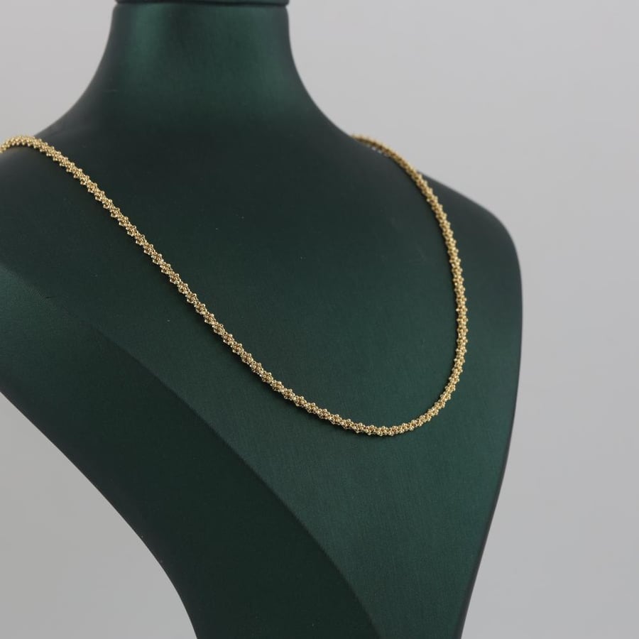 Gold ball-shaped necklace, shiny - 18 karat