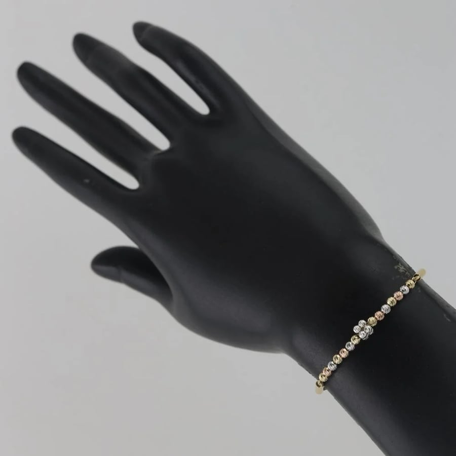 Colorful laser ball gold bracelet with laser ball cube - 18 karat