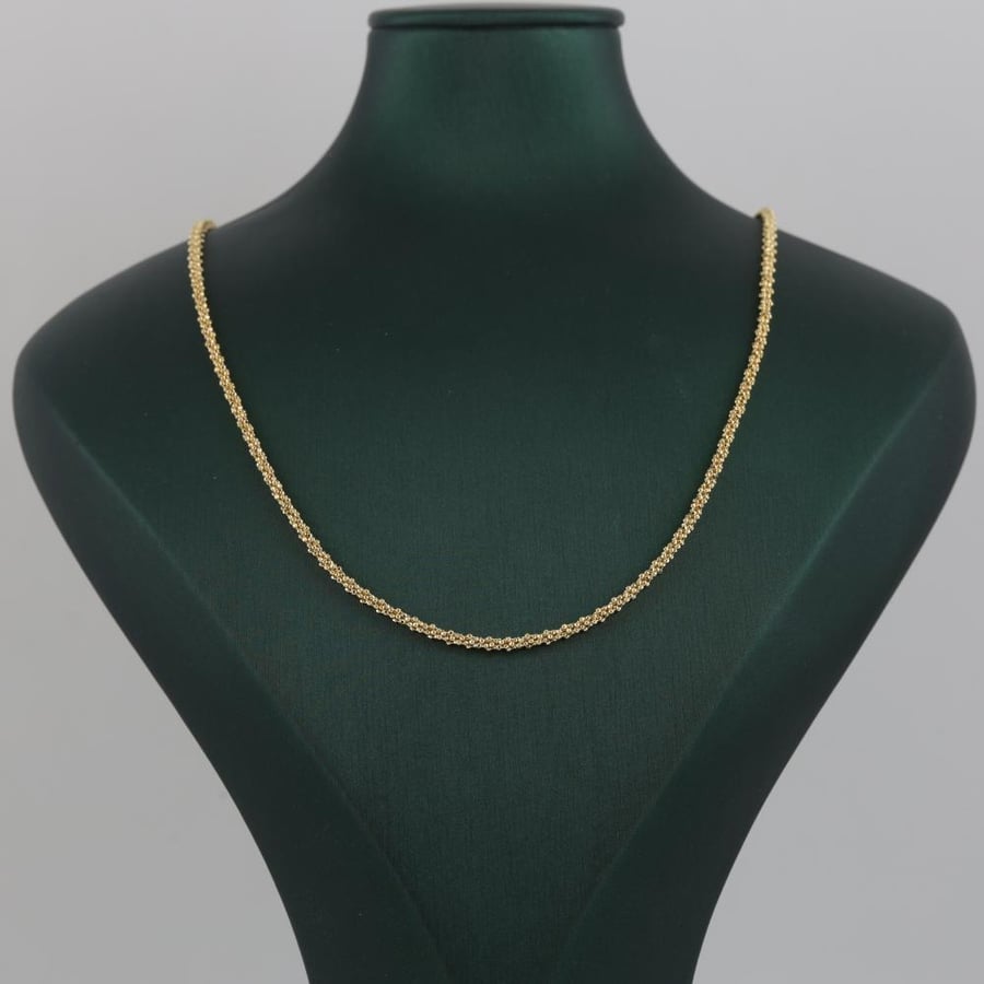 Gold ball-shaped necklace, shiny - 18 karat
