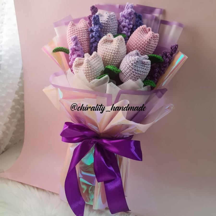 A bouquet of tulips and lavender (very large)