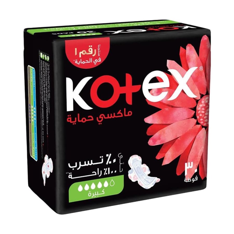 كوتكس فوط صحية ماكسي كبير بالاجنحة 6*30 حبة