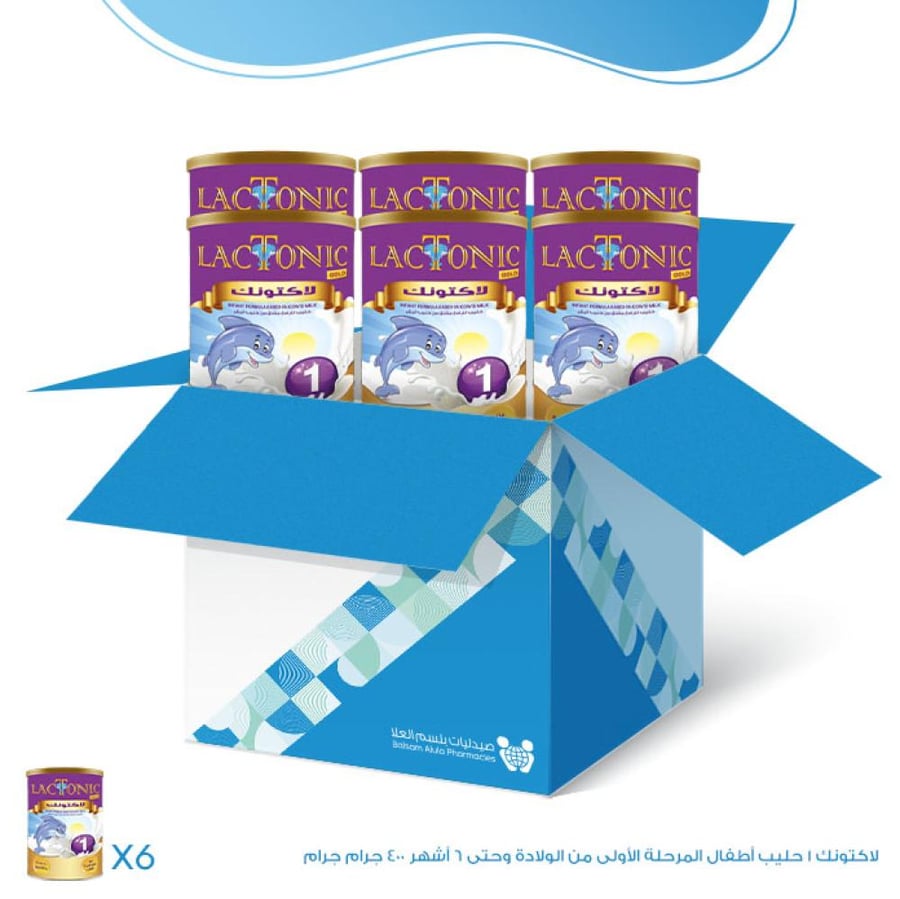 كرتون حليب اطفال - لاكتونك 1 المرحلة الأولى من الولادة وحتى 6 أشهر - 6×400 جم | عبوة التوفير