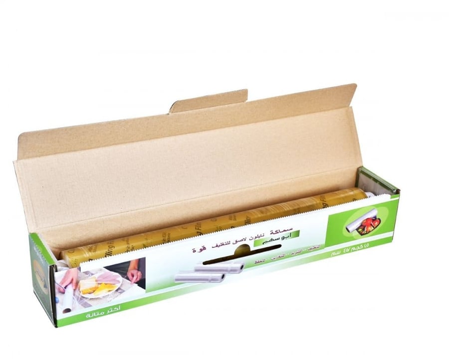 كرتون رول بلاستيك ابو سهم 1.5ك - 45 سم - 6 حبات