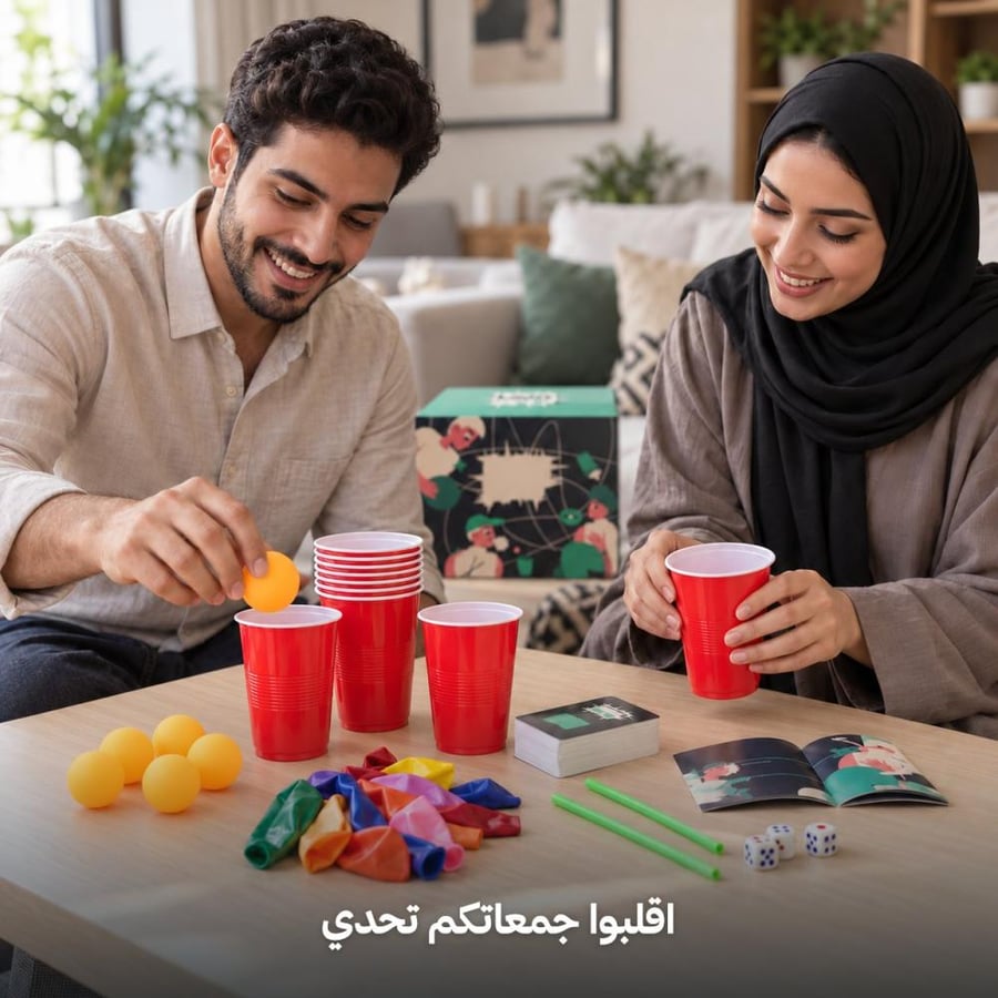 جمعة عائلية تلعب بكج اقلبها تحدي بالأكواب والكور