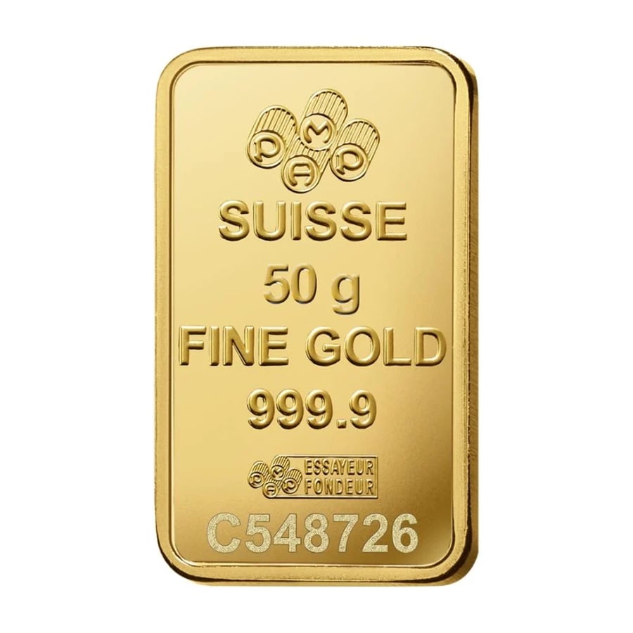 سبيكة ذهب PAMP سويسري وزن 50 جرام