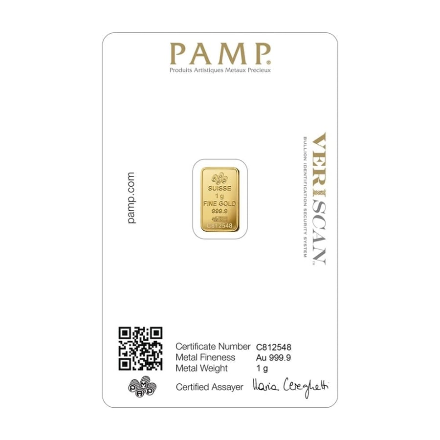 سبيكة ذهب PAMP سويسري وزن 1 جرام