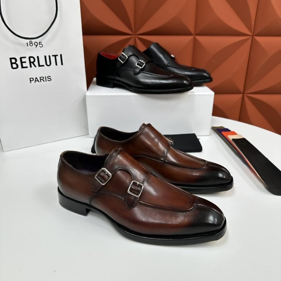 Berluti Double Monk Strap Leather Shoes