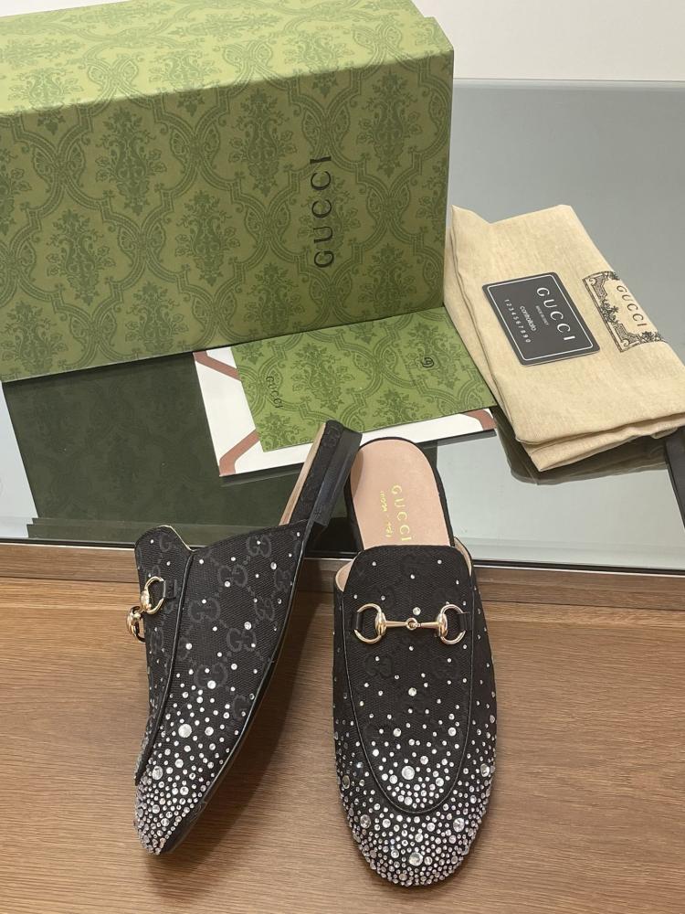 ‏ Gucci Princetown Crystal Loafers