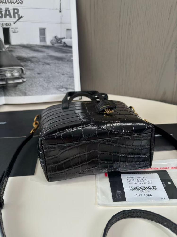 Saint Laurent Small Uptown Tote Bag in Crocodile