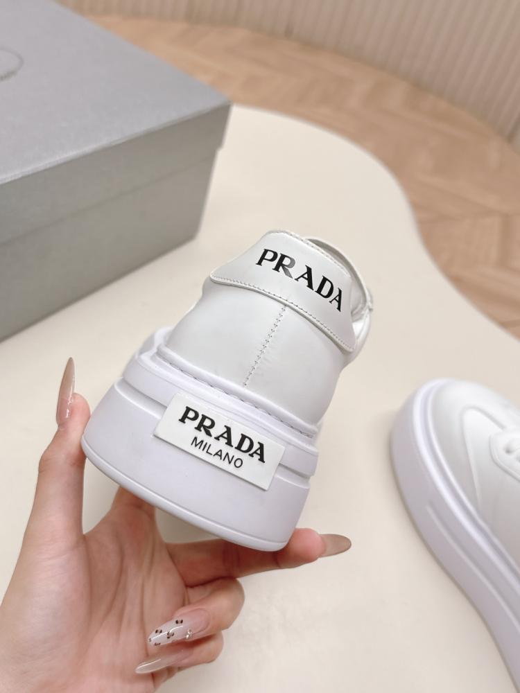 Prada Leather Low-Top Sneakers - White