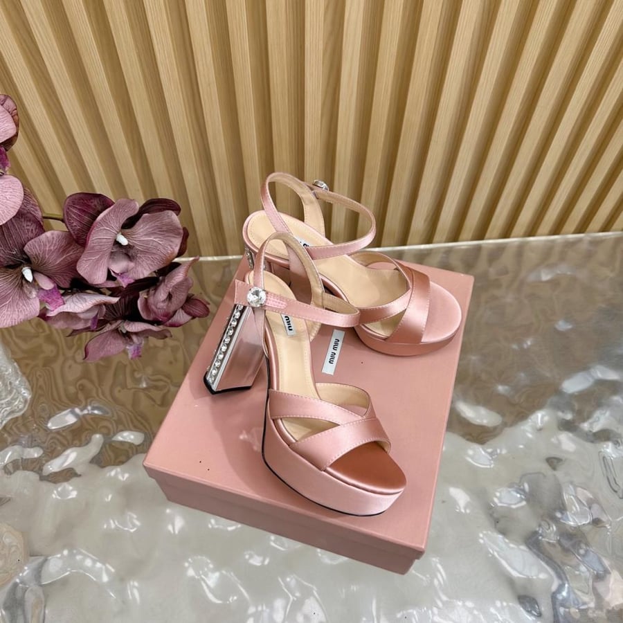 Miu Miu Satin Sandals with Crystal