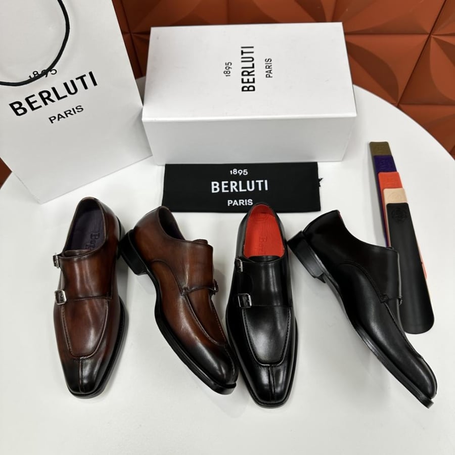 Berluti Double Monk Strap Leather Shoes