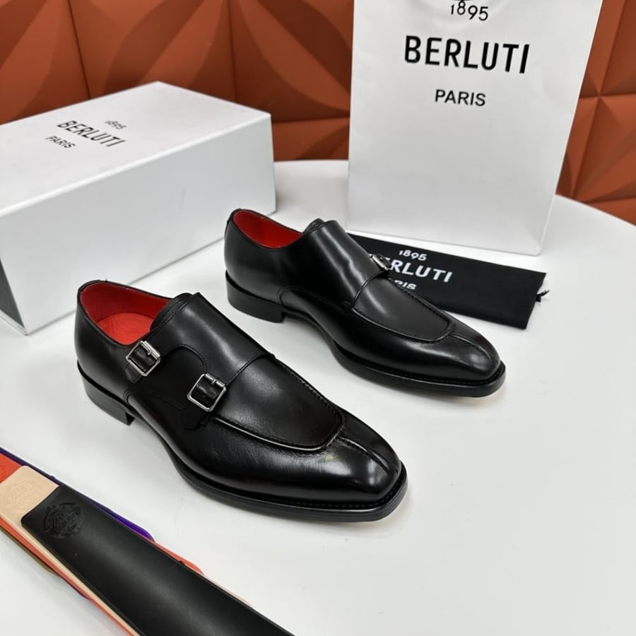 Berluti Double Monk Strap Leather Shoes