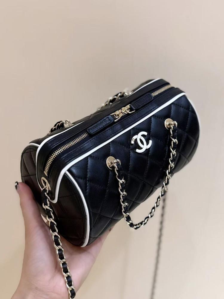 Chanel Matelasse Drum Mini Boston Bag Calfskin / حقيبة شانيل ميني بوسطن من جلد العجل