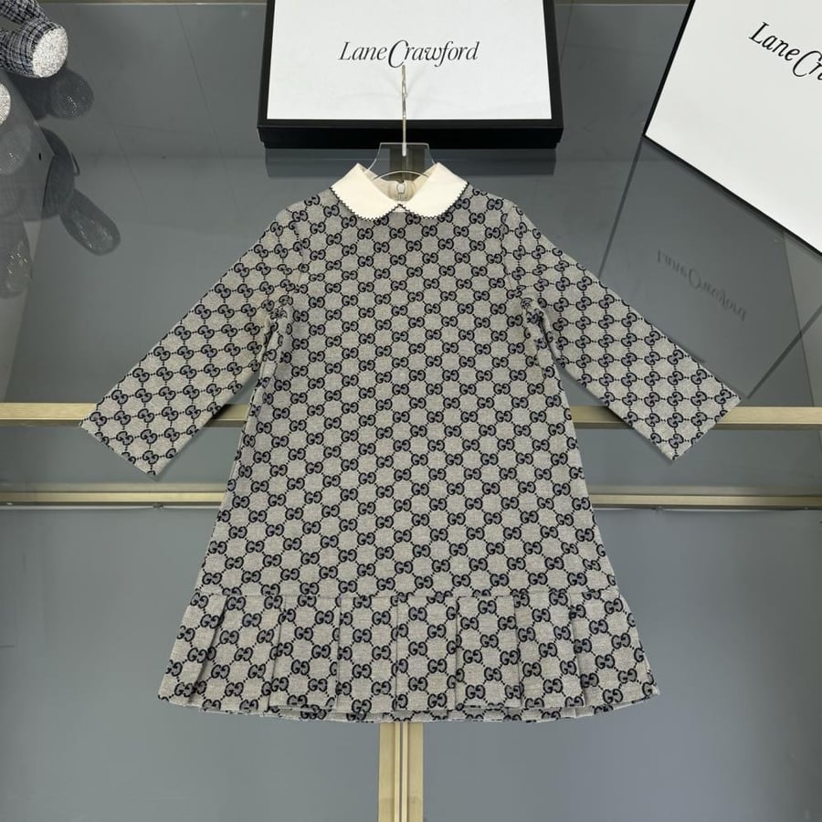 Classic Monogram Long Sleeve Kids Dress