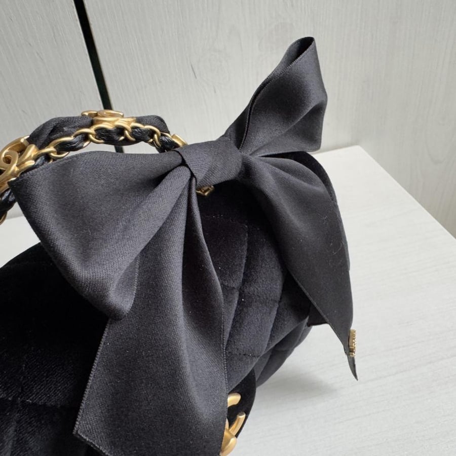 Chanel Bow Velvet Flap Shoulder Bag