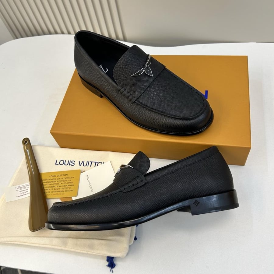 LV Black Leather Loafers