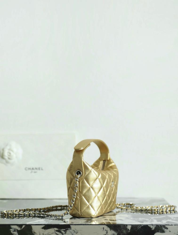 Chanel quilted hobo bag with gold hardware