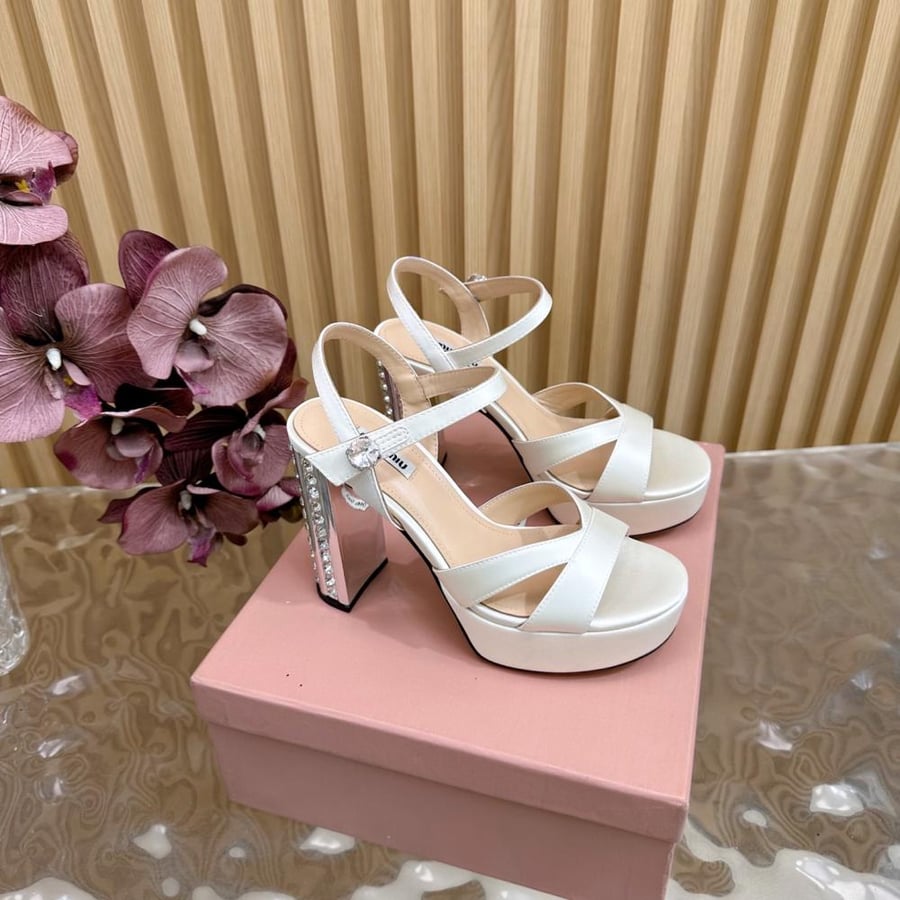 Miu Miu Satin Sandals with Crystal