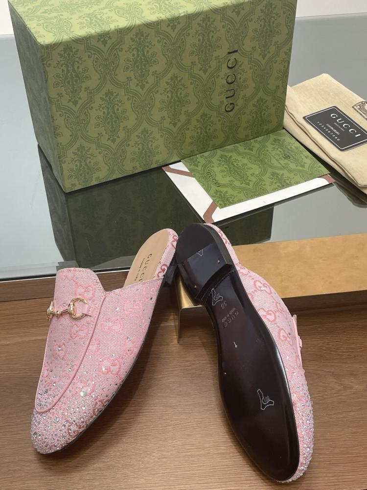 ‏ Gucci Princetown Crystal Loafers