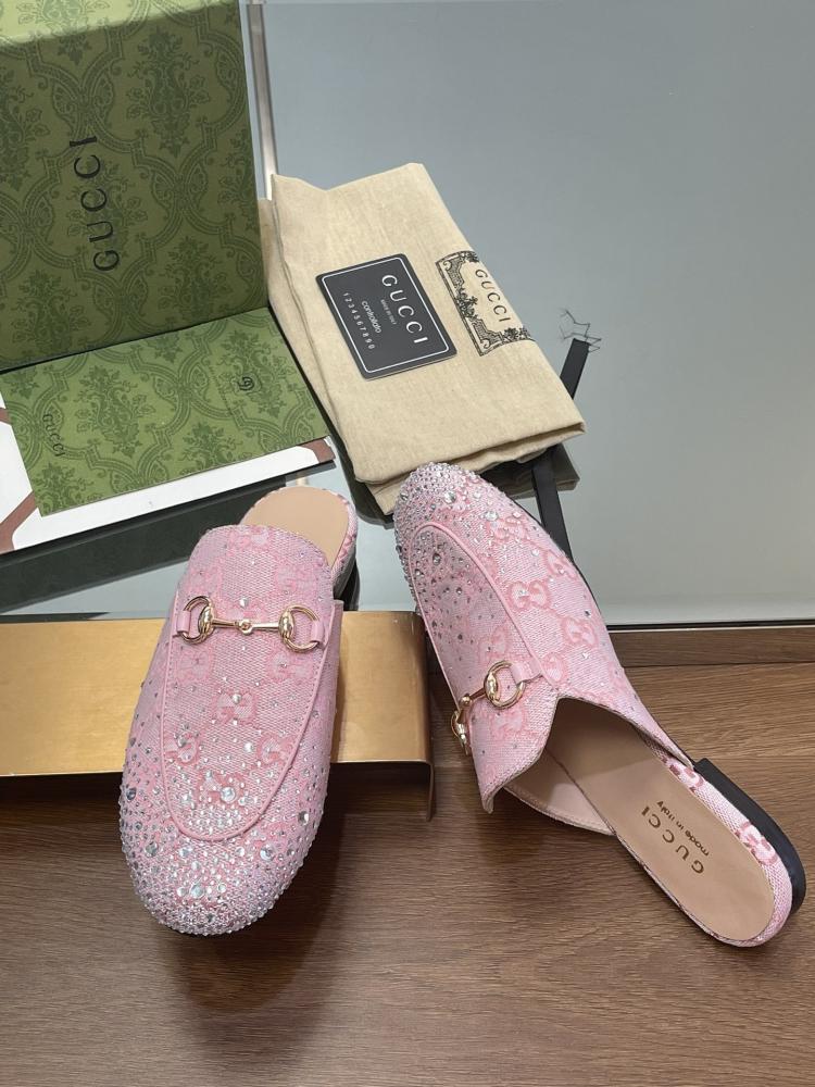 ‏ Gucci Princetown Crystal Loafers