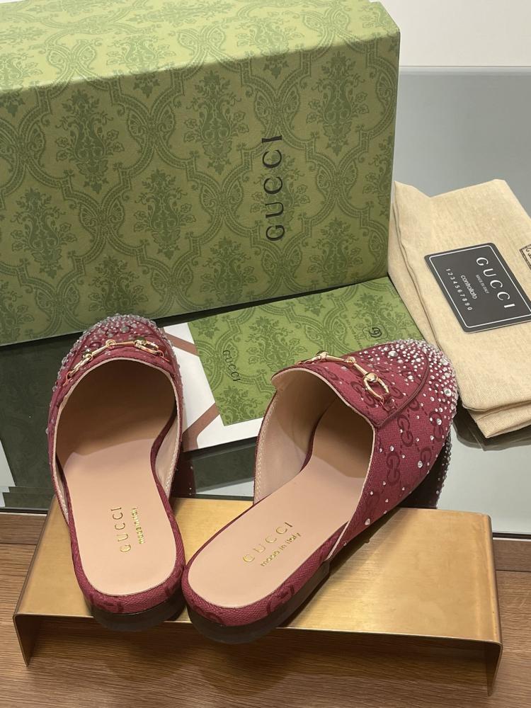  Gucci Princetown Crystal Loafers