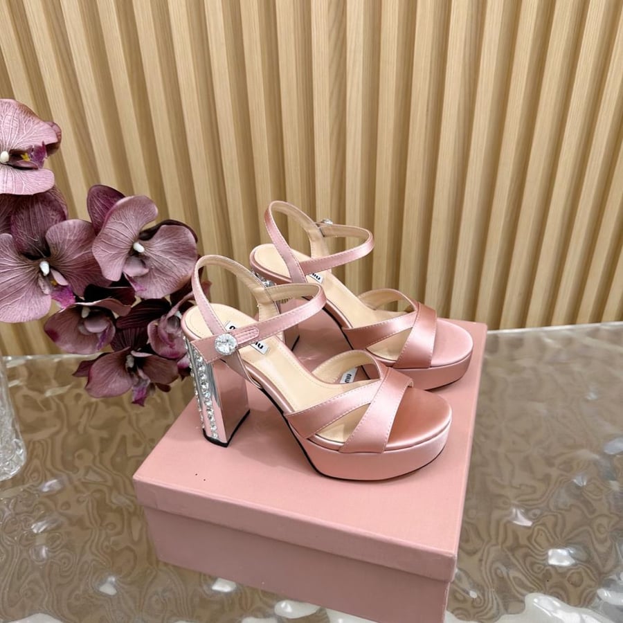 Miu Miu Satin Sandals with Crystal