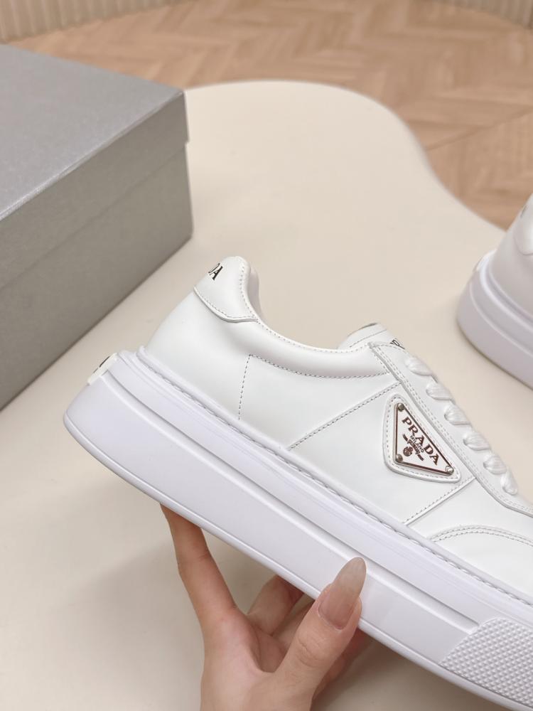 Prada Leather Low-Top Sneakers - White