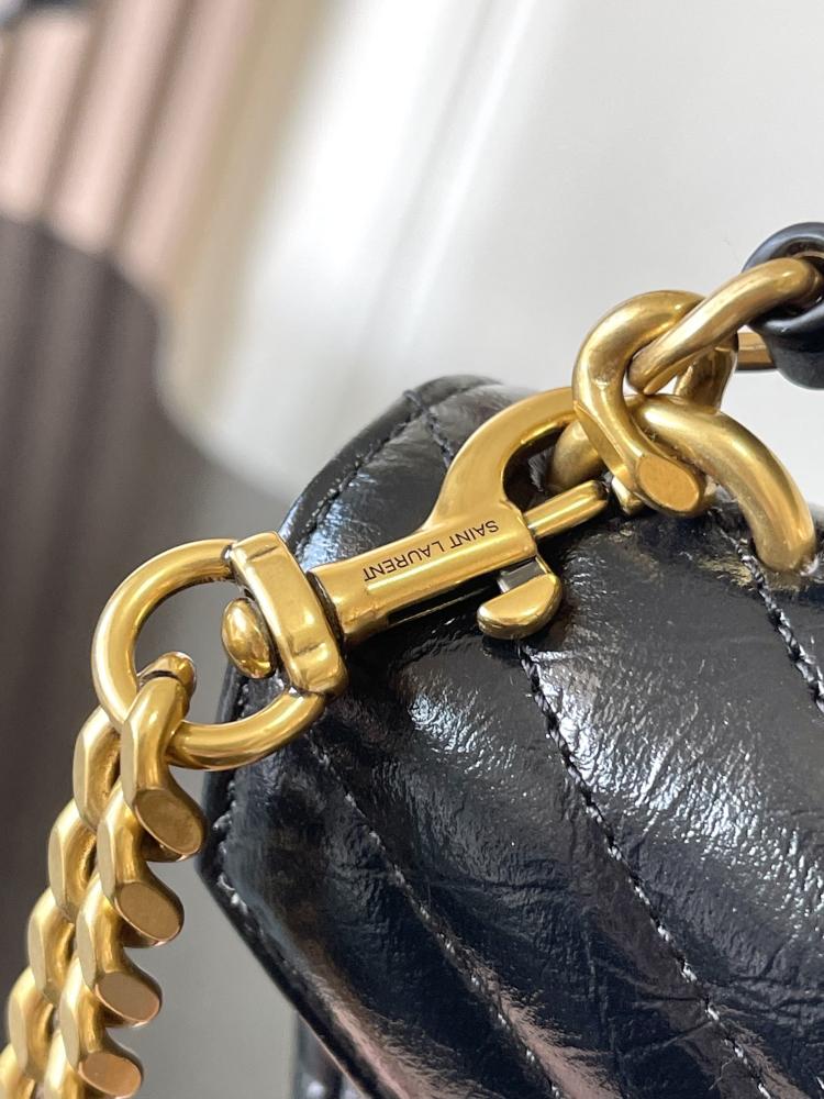 YSL COLLEGE MINI CHAIN BAG IN SHINY CRACKLED LEATHER