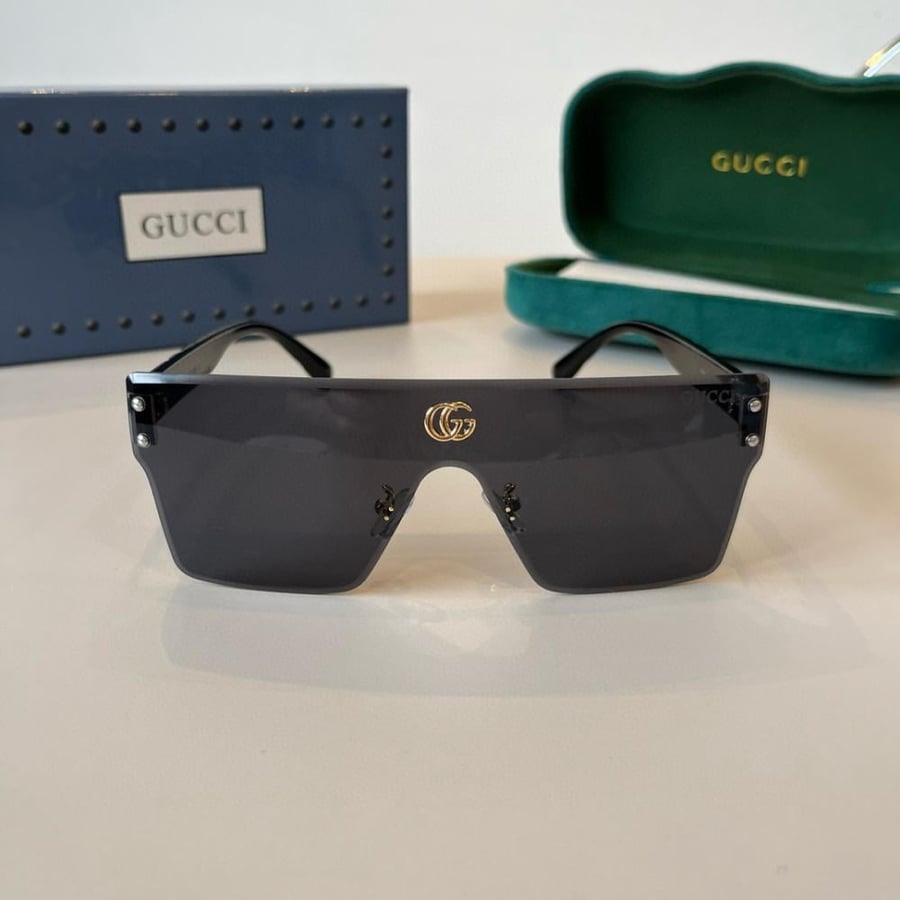 Gucci GG1158S Shield Sunglasses – Black & Gold