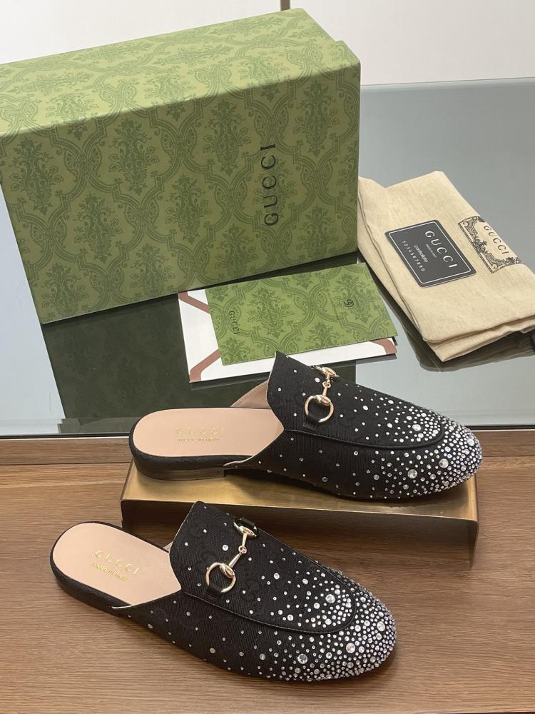 ‏ Gucci Princetown Crystal Loafers