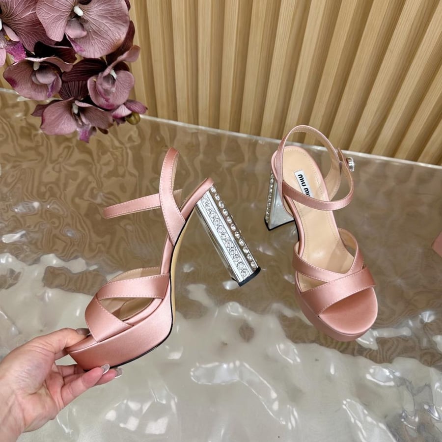 Miu Miu Satin Sandals with Crystal