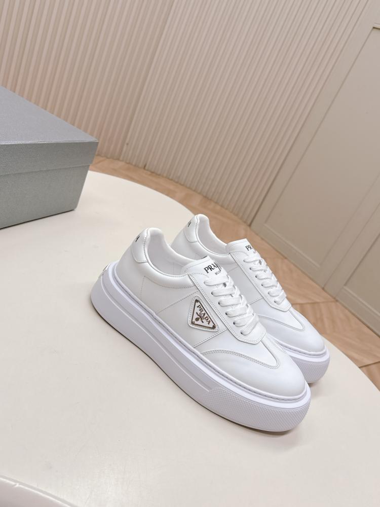 Prada Leather Low-Top Sneakers - White