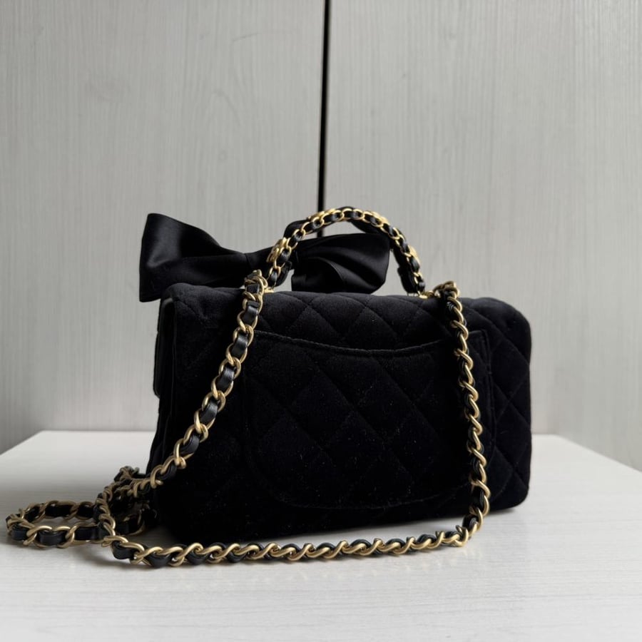 Chanel Bow Velvet Flap Shoulder Bag