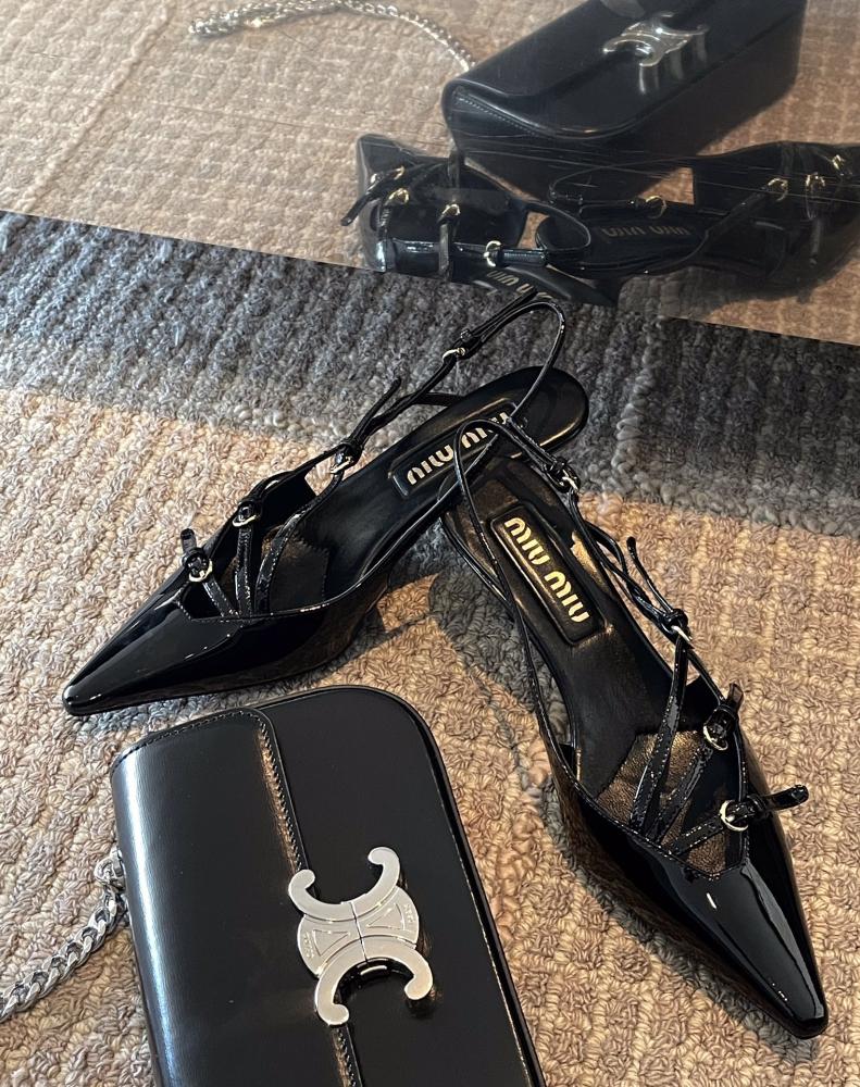 Miu Miu Patent Leather Slingback Heels