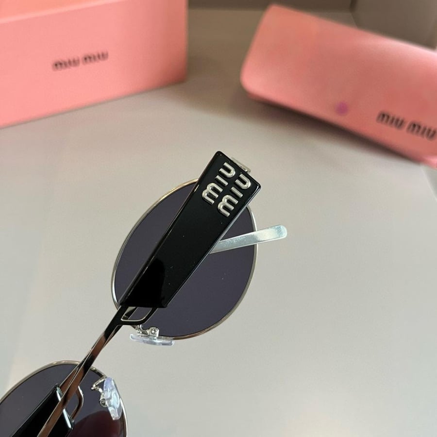 Miu Miu MU 09WS Oval Sunglasses – Silver & Black