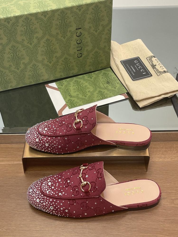  Gucci Princetown Crystal Loafers