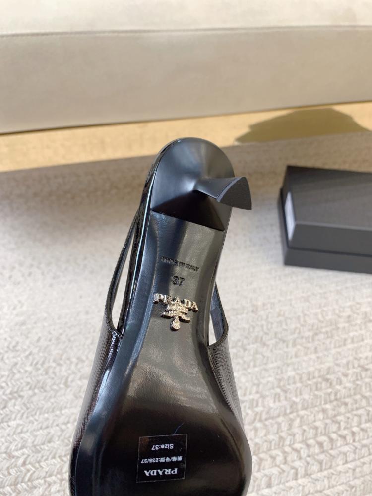 Prada Metallic Black Slingback Heels