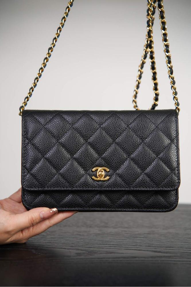Chanel WOC Wallet On Chain Caviar Black / محفظة شانيل WOC بسلسلة من جلد الكافيار