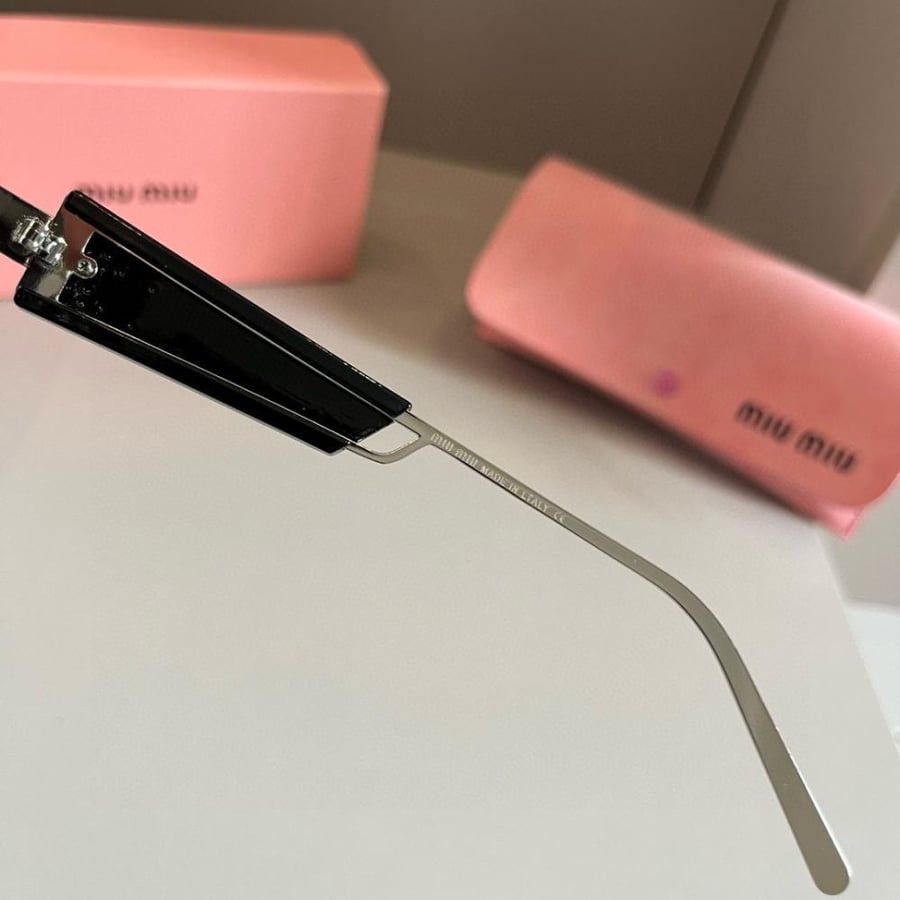 Miu Miu MU 09WS Oval Sunglasses – Silver & Black