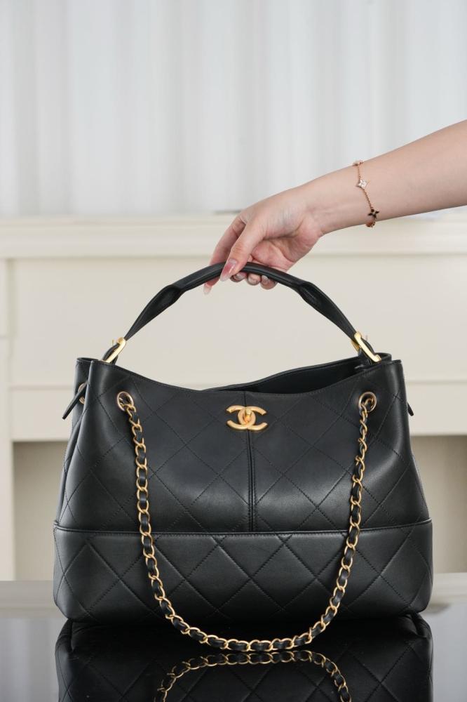 Chanel Two-Tone Quilted Leather & Suede Tote Bag