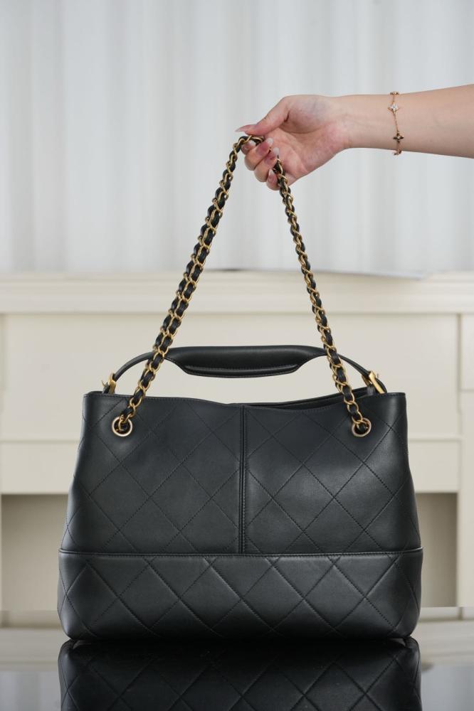 Chanel Two-Tone Quilted Leather & Suede Tote Bag