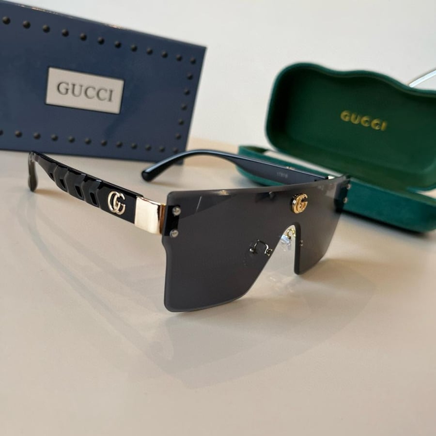 Gucci GG1158S Shield Sunglasses – Black & Gold