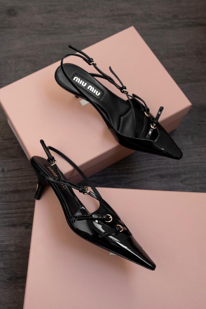 Miu Miu Patent Leather Slingback Pumps