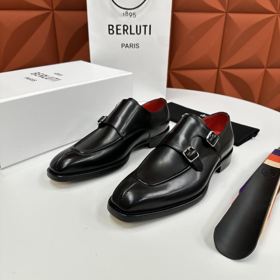 Berluti Double Monk Strap Leather Shoes