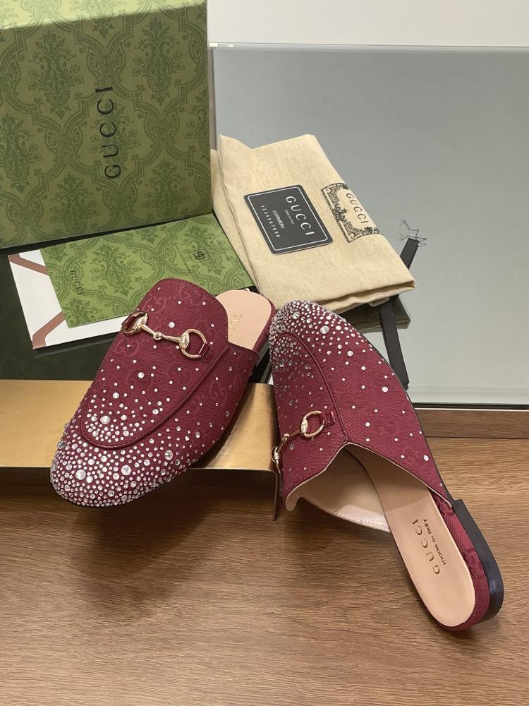  Gucci Princetown Crystal Loafers