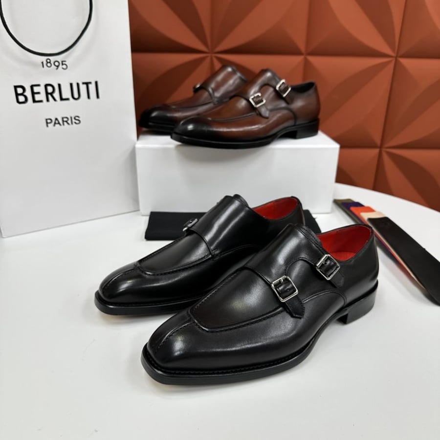 Berluti Double Monk Strap Leather Shoes